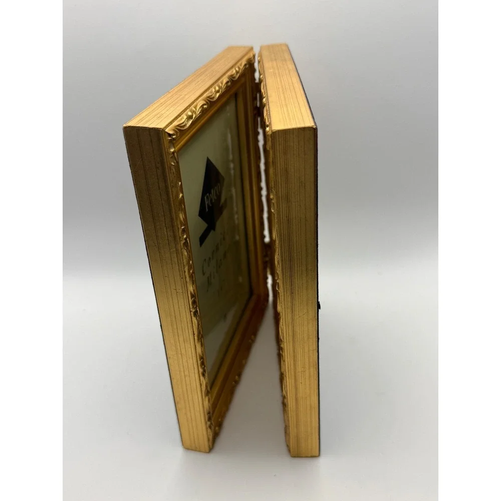 Vtg Fetco International Cornici Milano Gold Ornate Folding Double 5x7 Frame